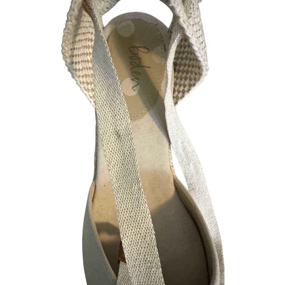 Boden Cassie Espadrille Wedge Sandals 40‎ Oatmeal Suede Lace Up Jute Heel - Picture 10 of 10